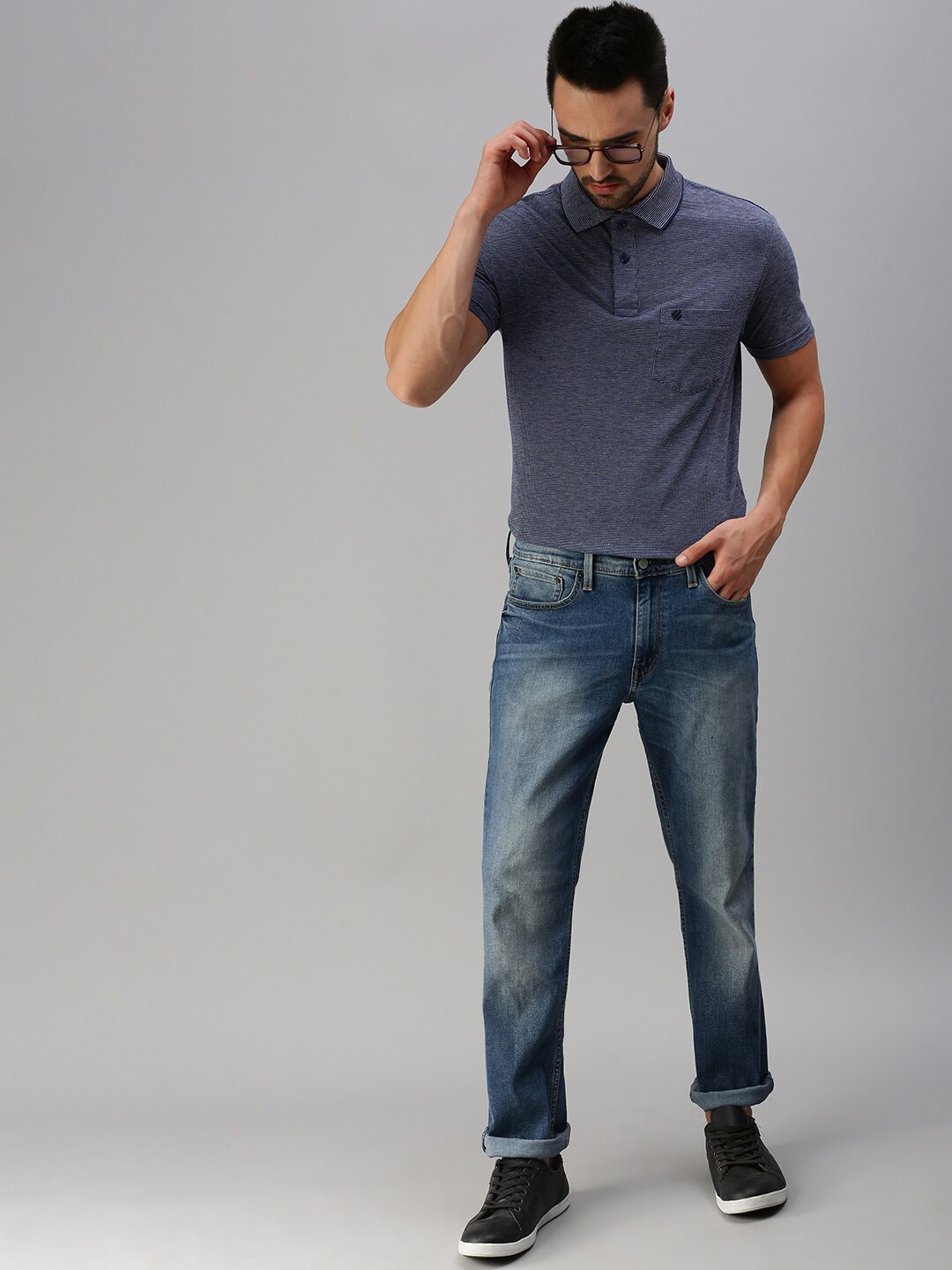 

ONN Men Blue Solid Polo Collar T-shirt