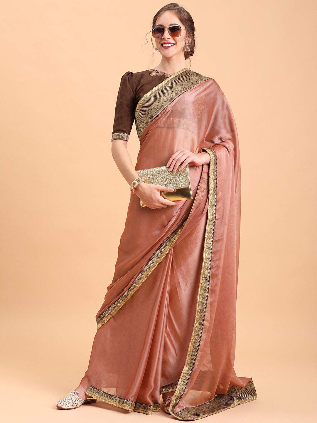 

Sangria Women Coffee Brown Sarees