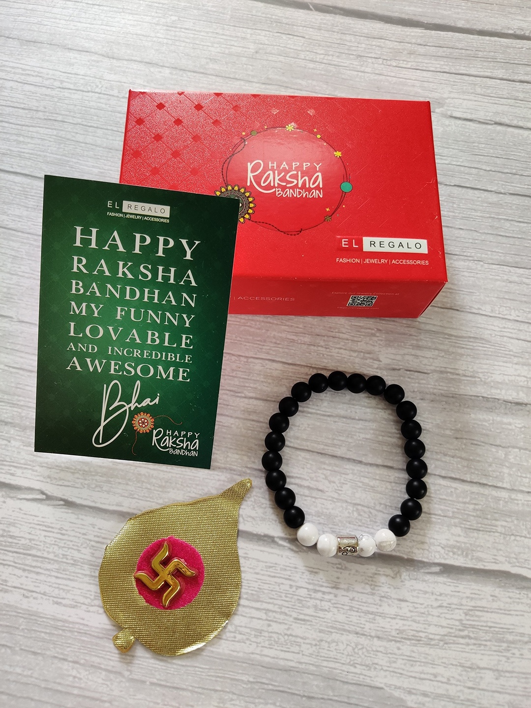 

EL REGALO Black & White Beaded Rakhi