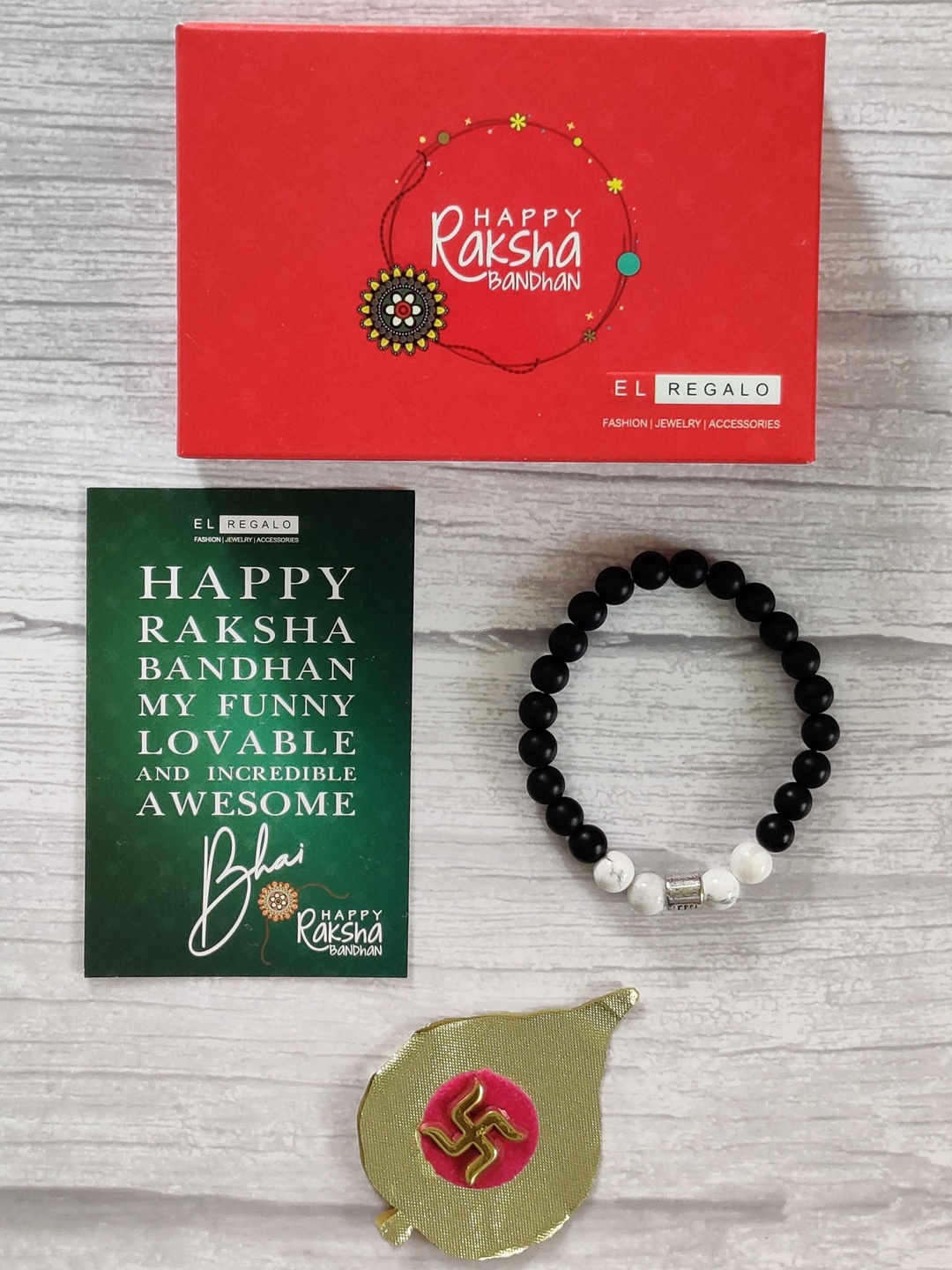 

EL REGALO Black & White Beaded Rakhi