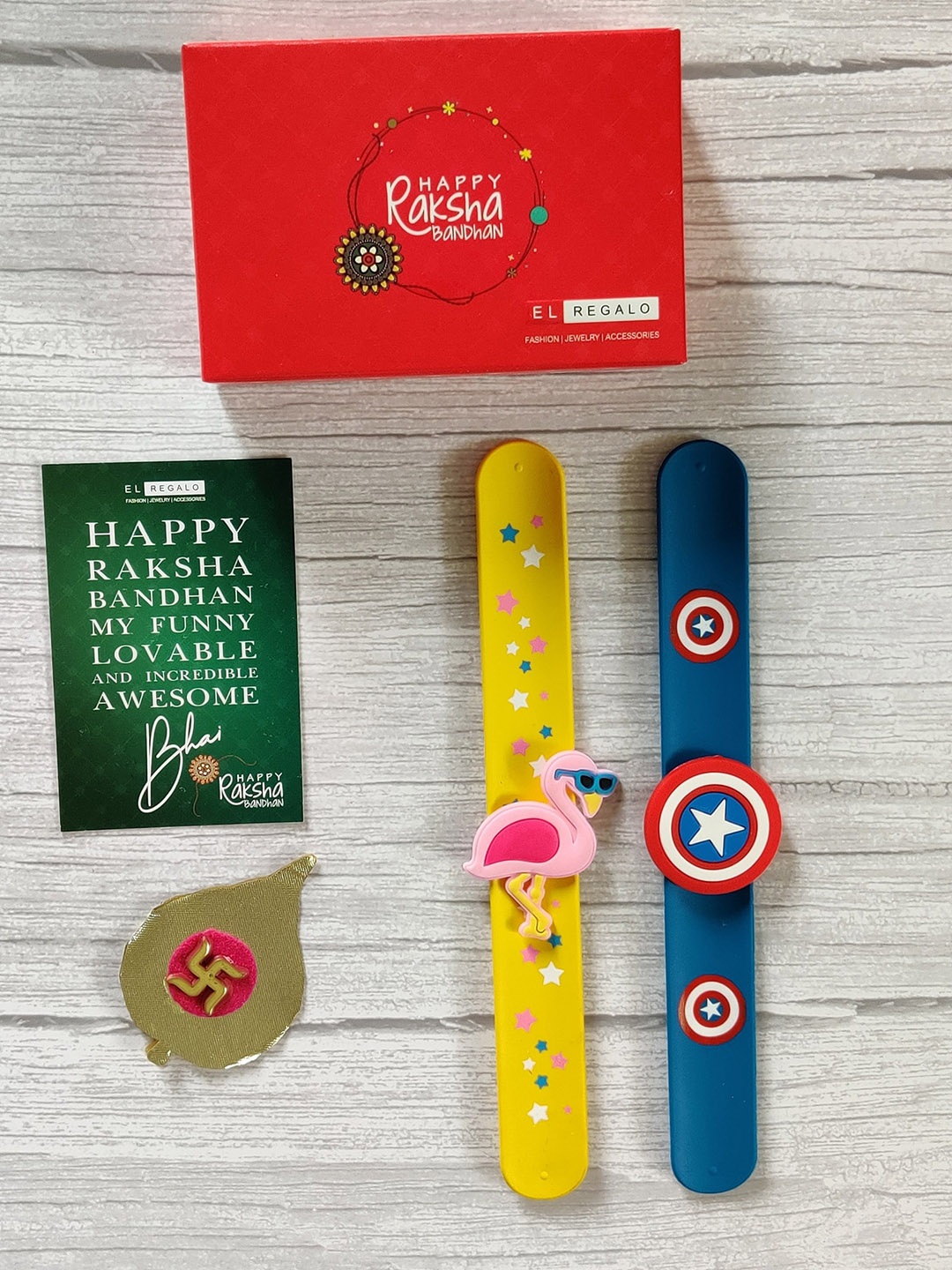 

EL REGALO Kids Pack of 2 Slap Band Rakhi, Yellow