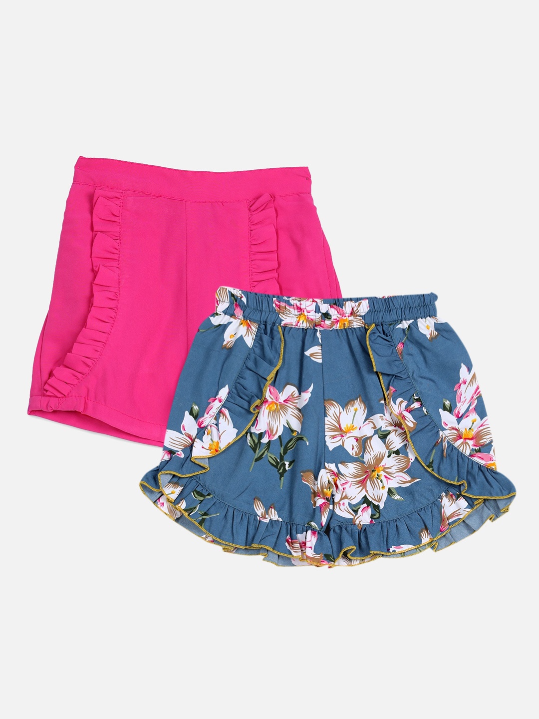 

Cutiekins Girls Pink and Grey Floral Printed Shorts