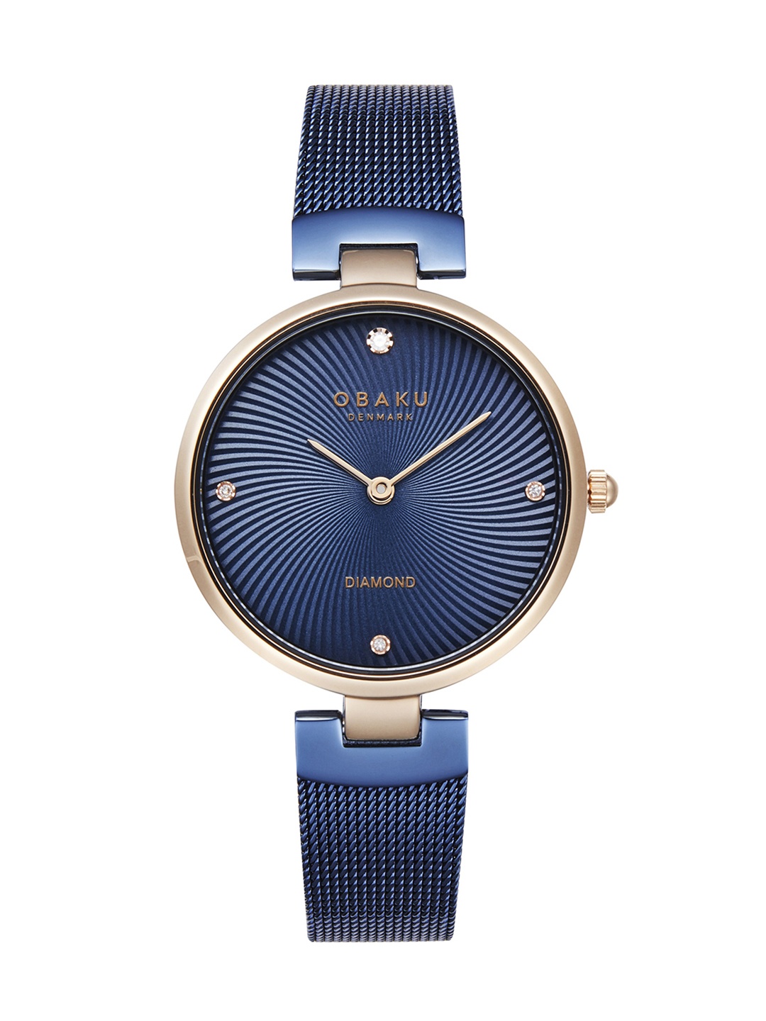 

Obaku Women Blue Brass Diamond Dial & Stainless Steel Bracelet Style Straps Analogue Watch