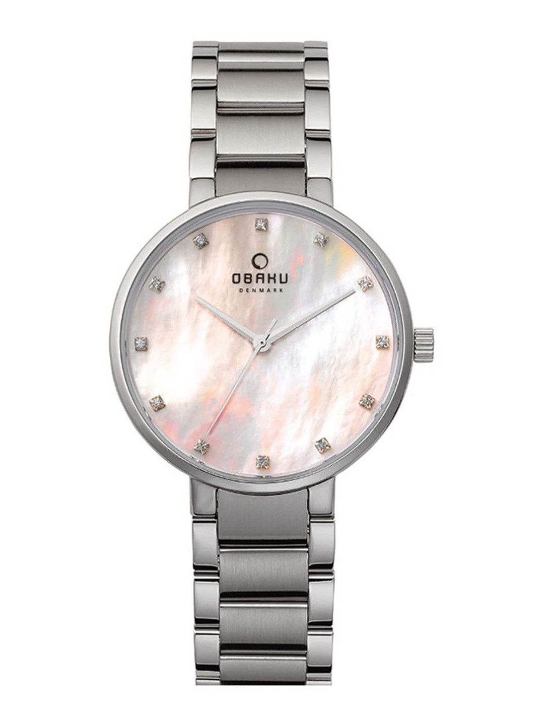 

Obaku Women Pink Brass Printed Dial & Silver Toned Stainless Steel Bracelet Style Straps Digital Watch