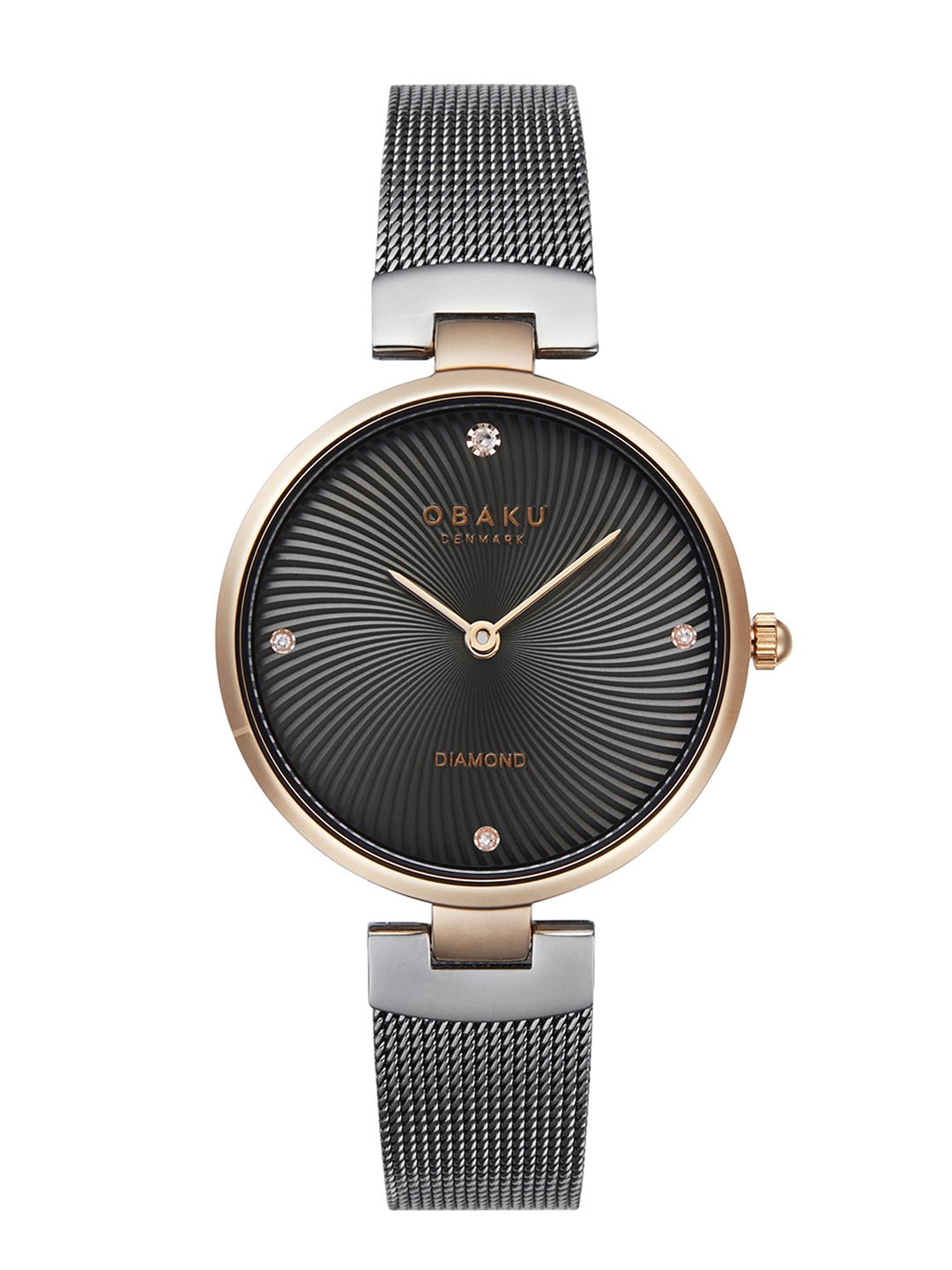 

Obaku Women Brown Brass Diamond Dial & Brown Stainless Steel Straps Analogue Watch