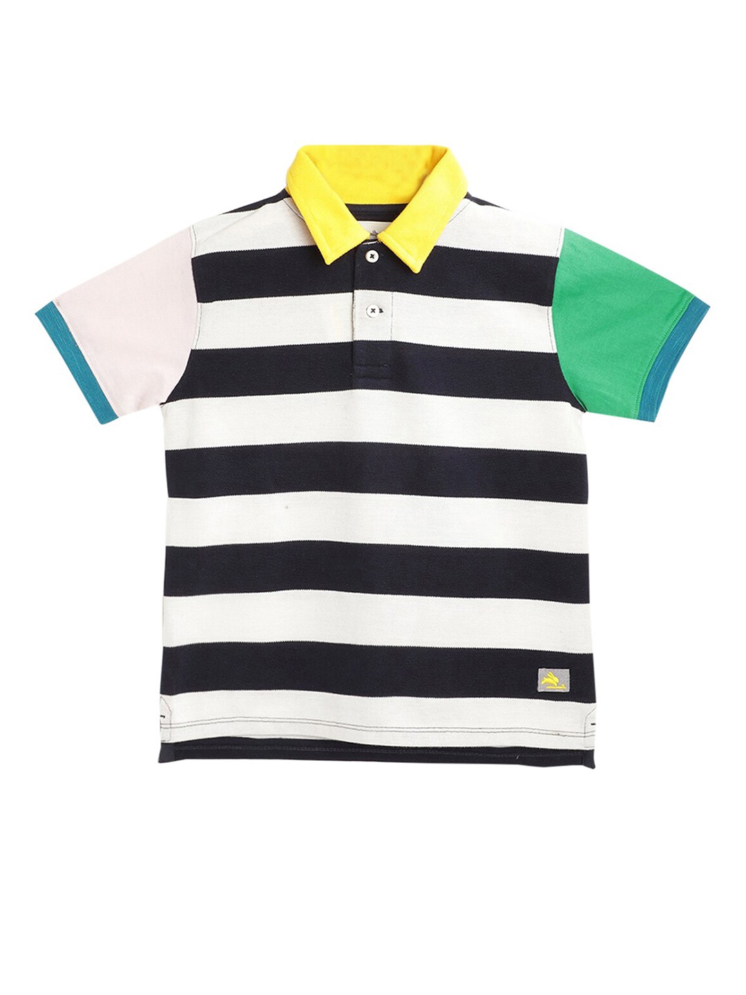

Cherry Crumble Boys Multicoloured Striped Polo Collar Applique T-shirt, Multi