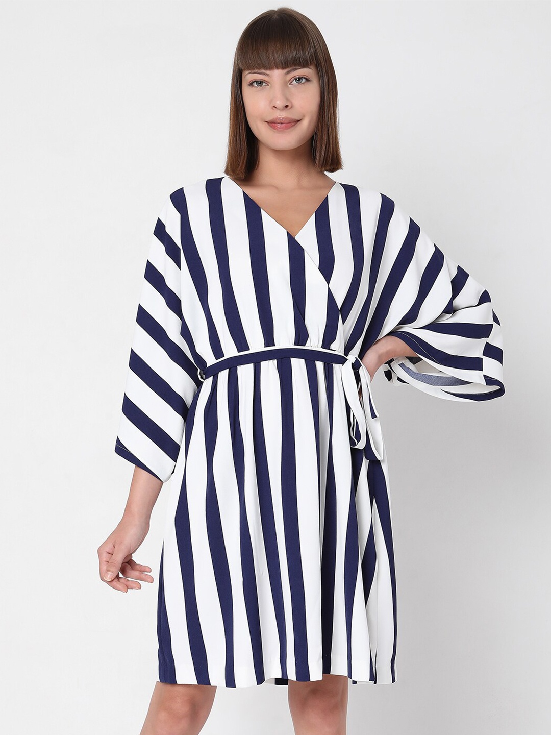 

Vero Moda White & magnolia Striped Wrap Dress
