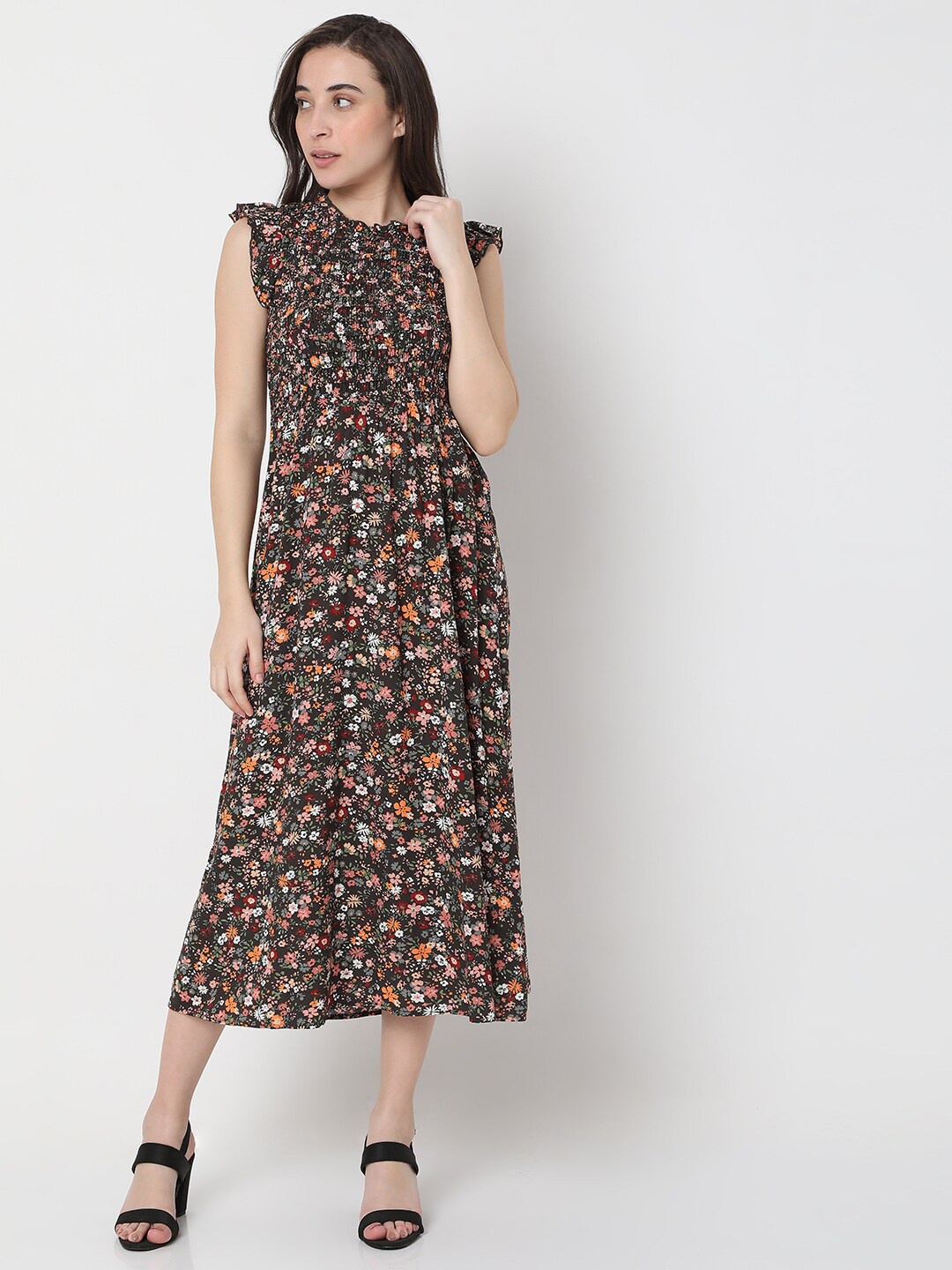 

Vero Moda Multicoloured & coffee bean Floral Fit & Flare Dress, Multi