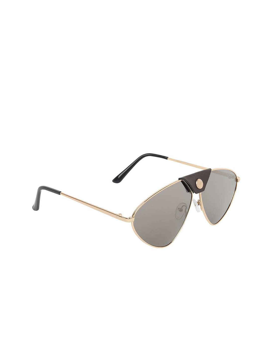 

CRIBA Grey Lens & Gold-Toned Cateye Sunglasses with UV Protected Lens LEATHER_NGREY_CR