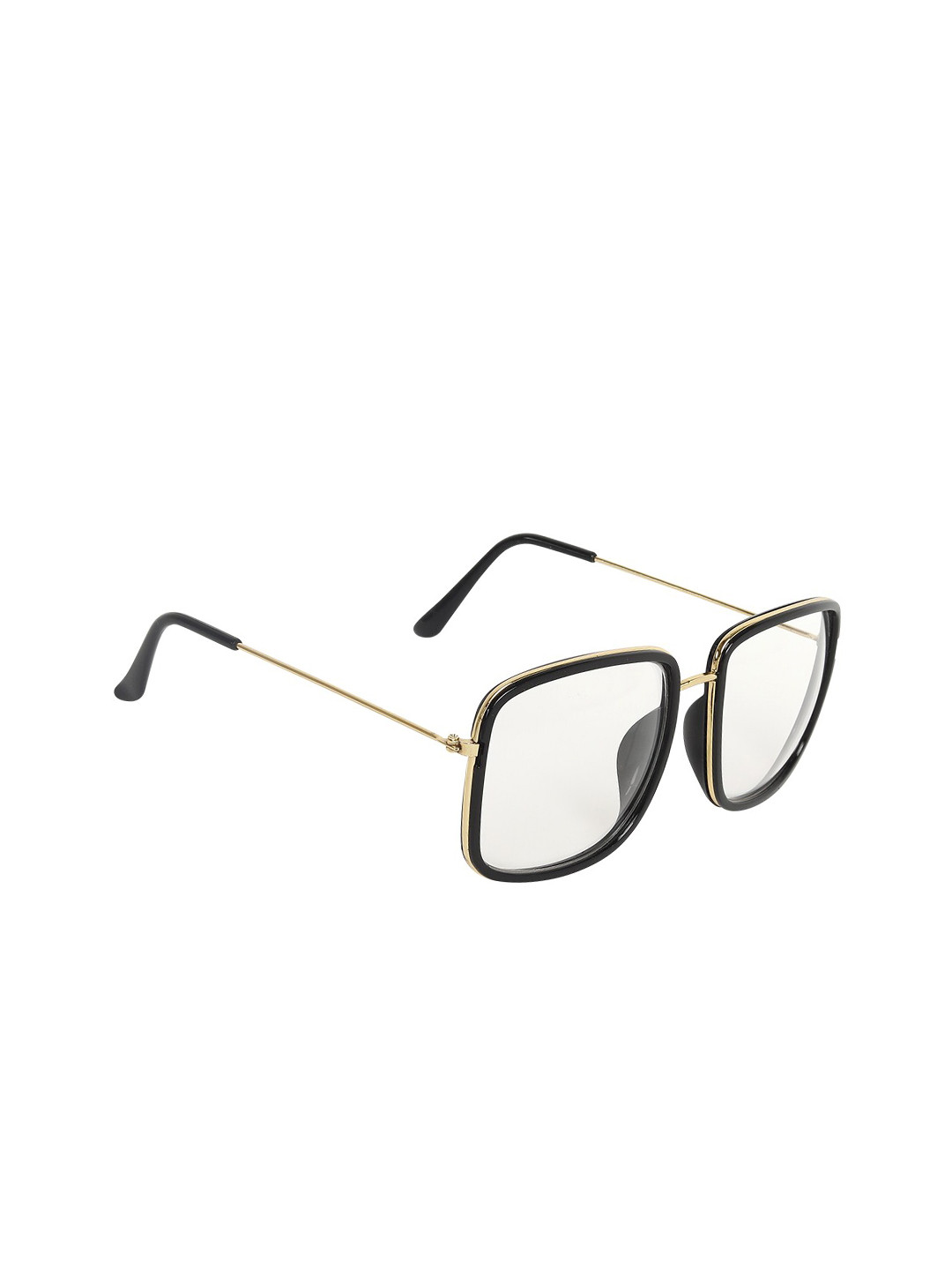 

CRIBA Unisex Clear Lens & Gold-Toned Square Sunglasses with UV Protected Lens, Black