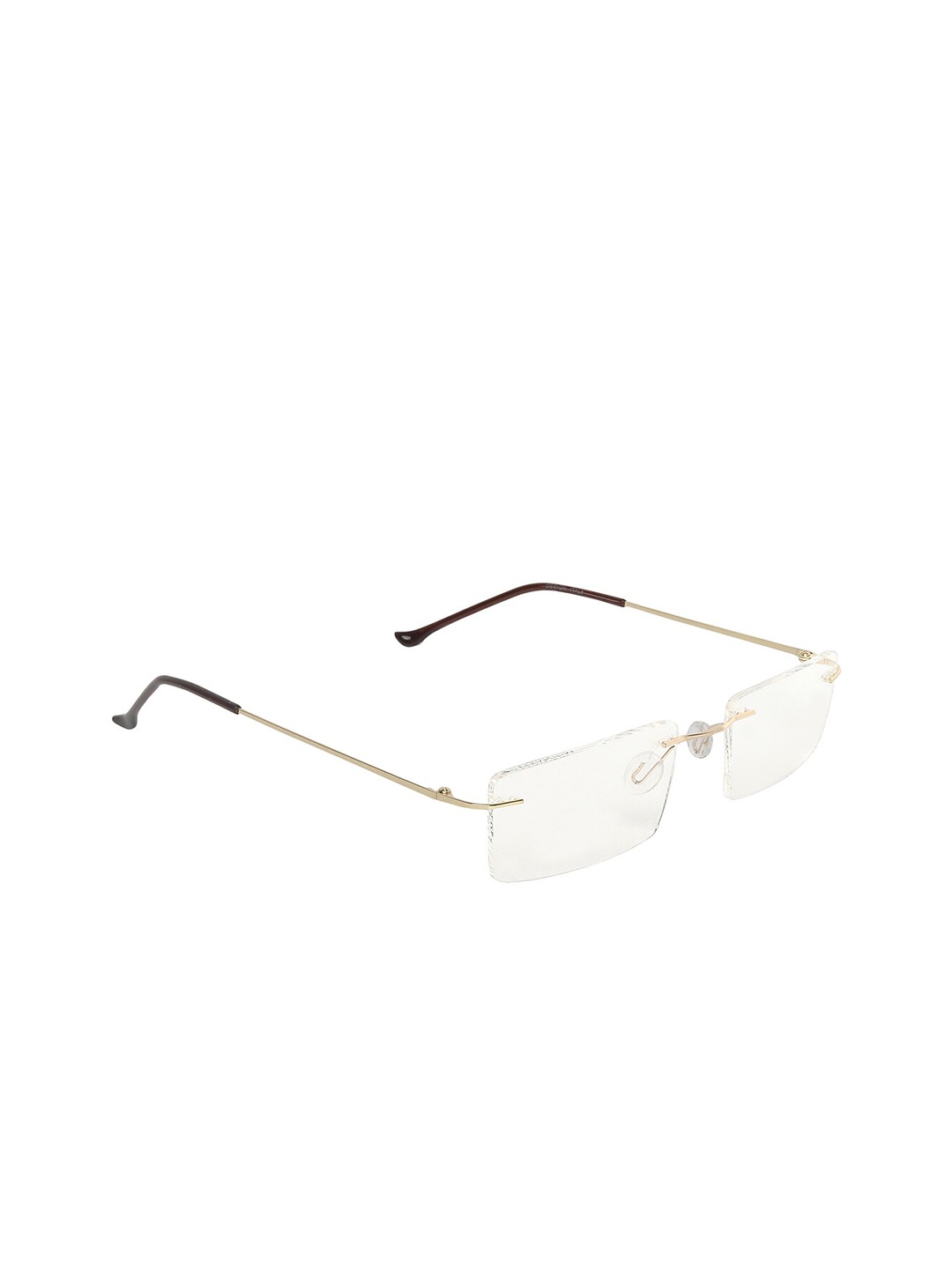 

CRIBA Unisex Clear Lens & Gold-Toned Rectangle Sunglasses with UV Protected Lens, Transparent