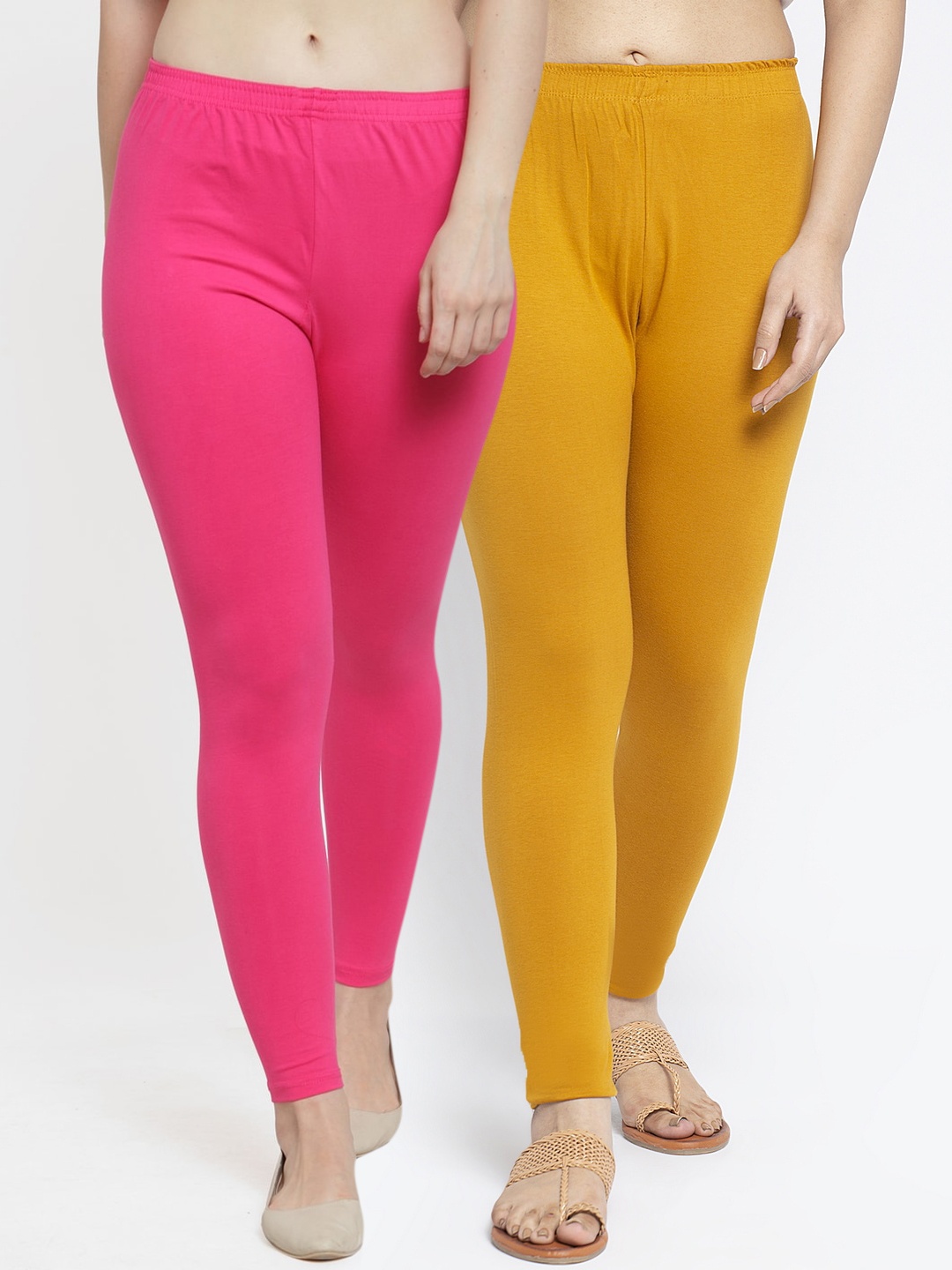

Jinfo Women Pack Of 2 Solid Ankle-Length Cotton Lycra Leggings, Magenta