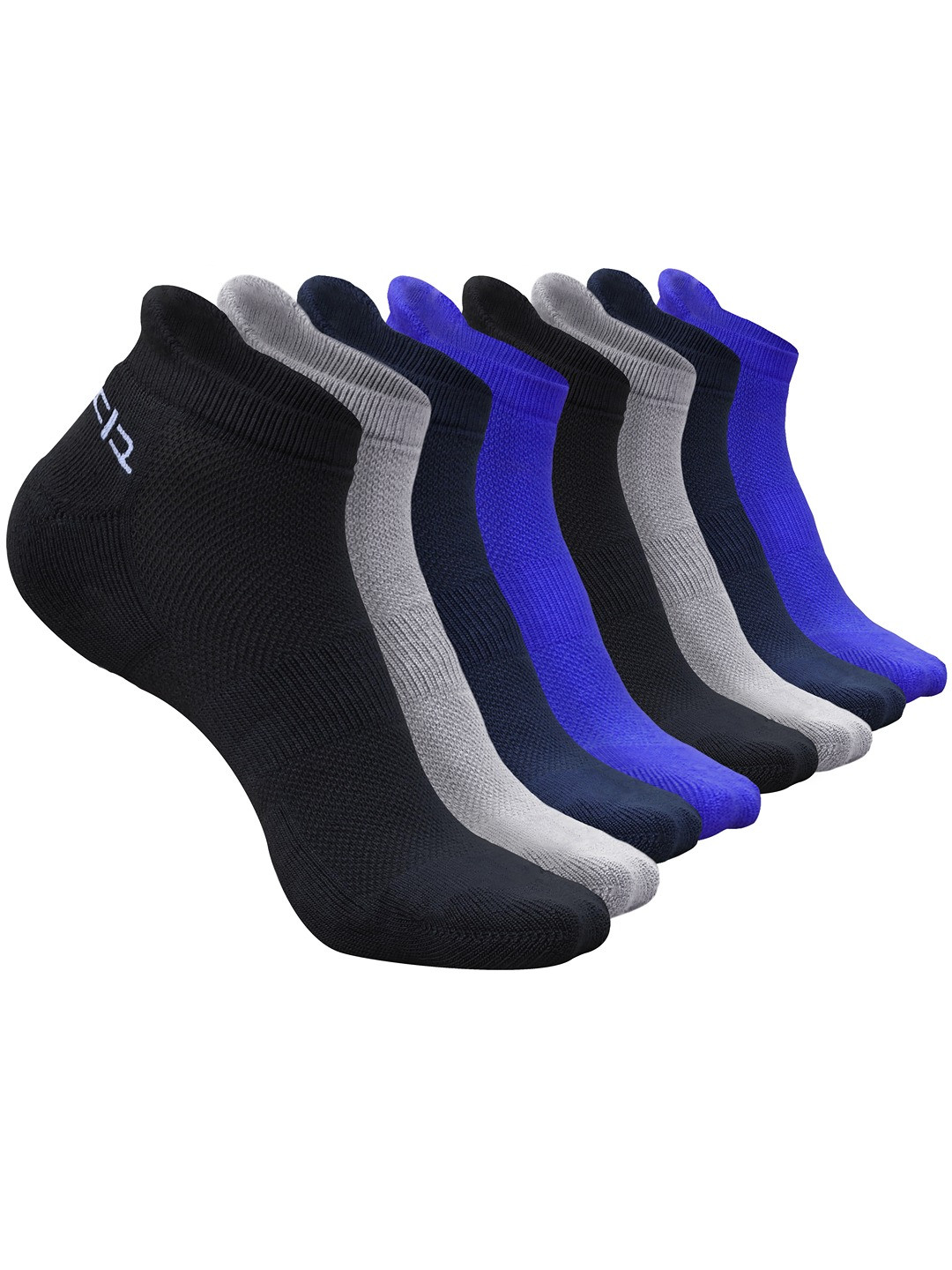 

Heelium Men Pack of 8 Bamboo Super Soft & Odour-Free Breathable Ankle-Length Socks, Grey melange