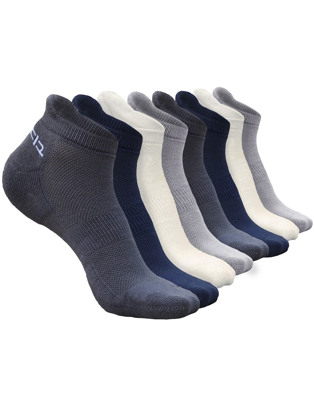 

Heelium Men Pack of 8 Bamboo Super Soft & Odour-Free Breathable Ankle-Length Socks, Grey melange