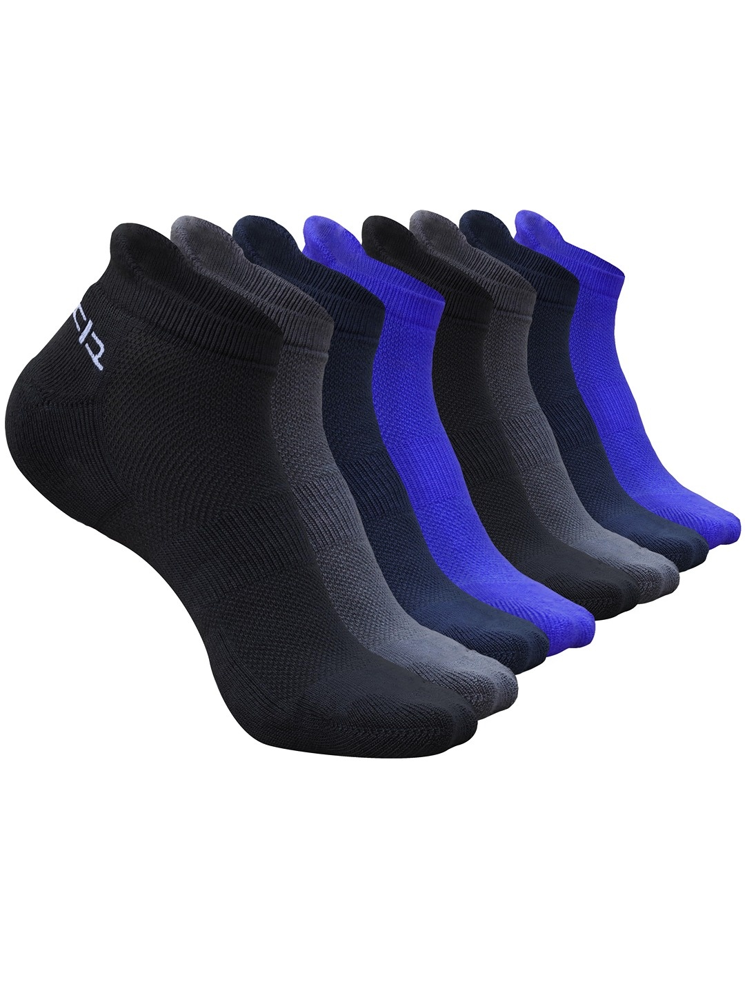 

Heelium Men Pack of 8 Bamboo Super Soft & Odour-Free Breathable Ankle-Length Socks, Blue