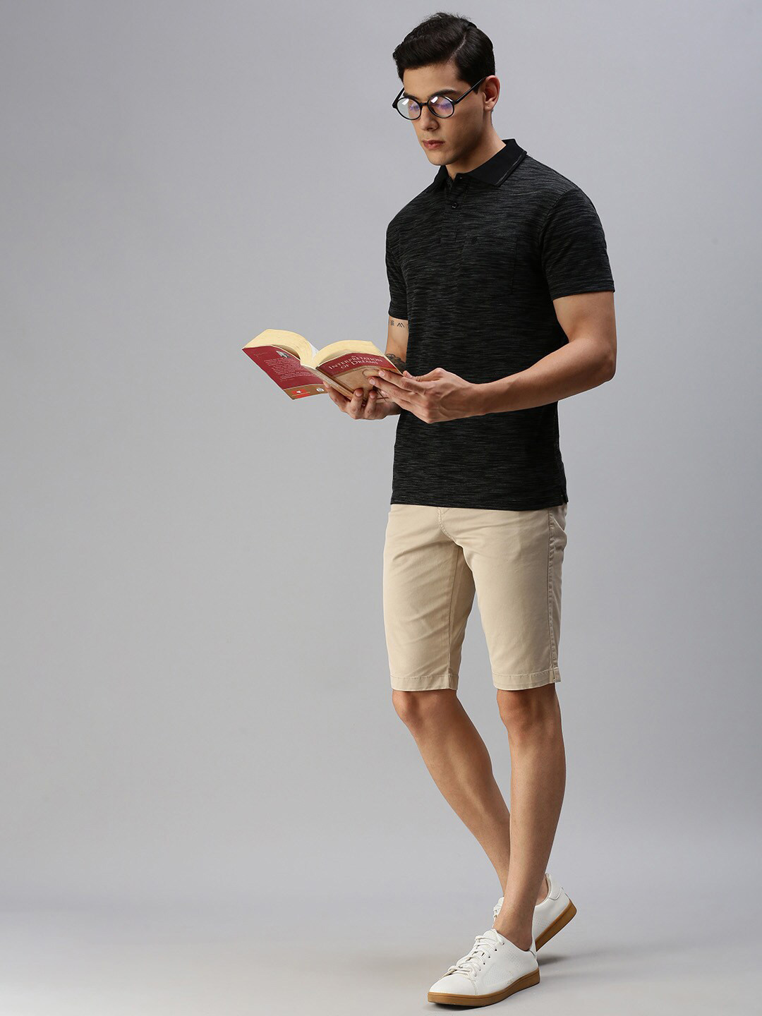

ONN Men Black Brand Logo Polo Collar T-shirt