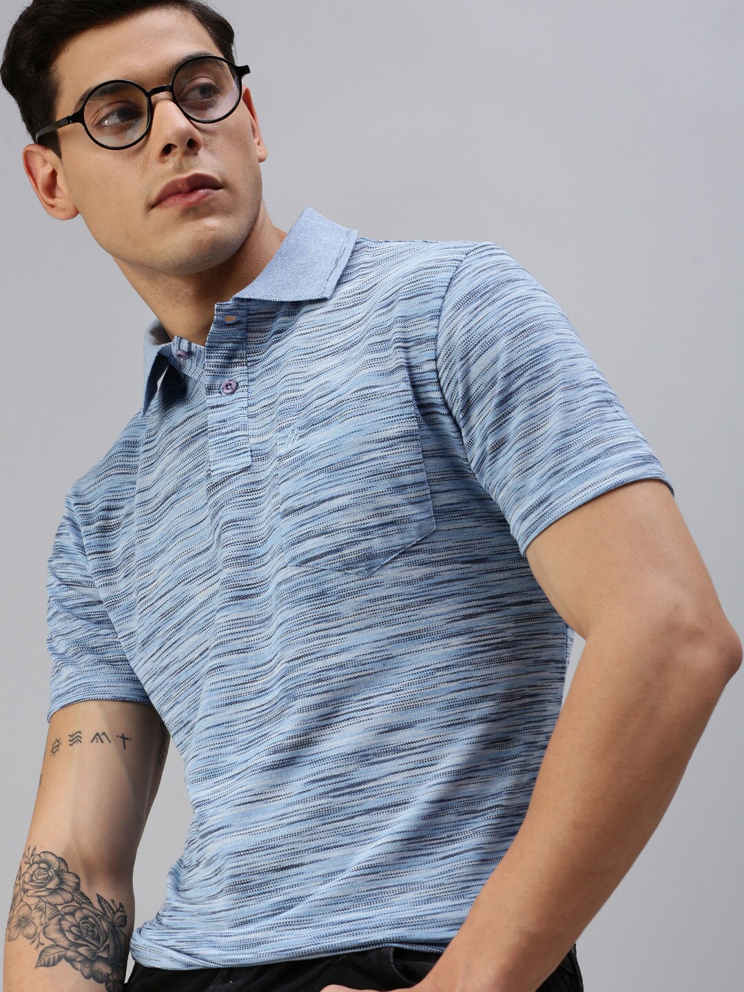 

ONN Men Blue & rich black Polo Collar T-shirt