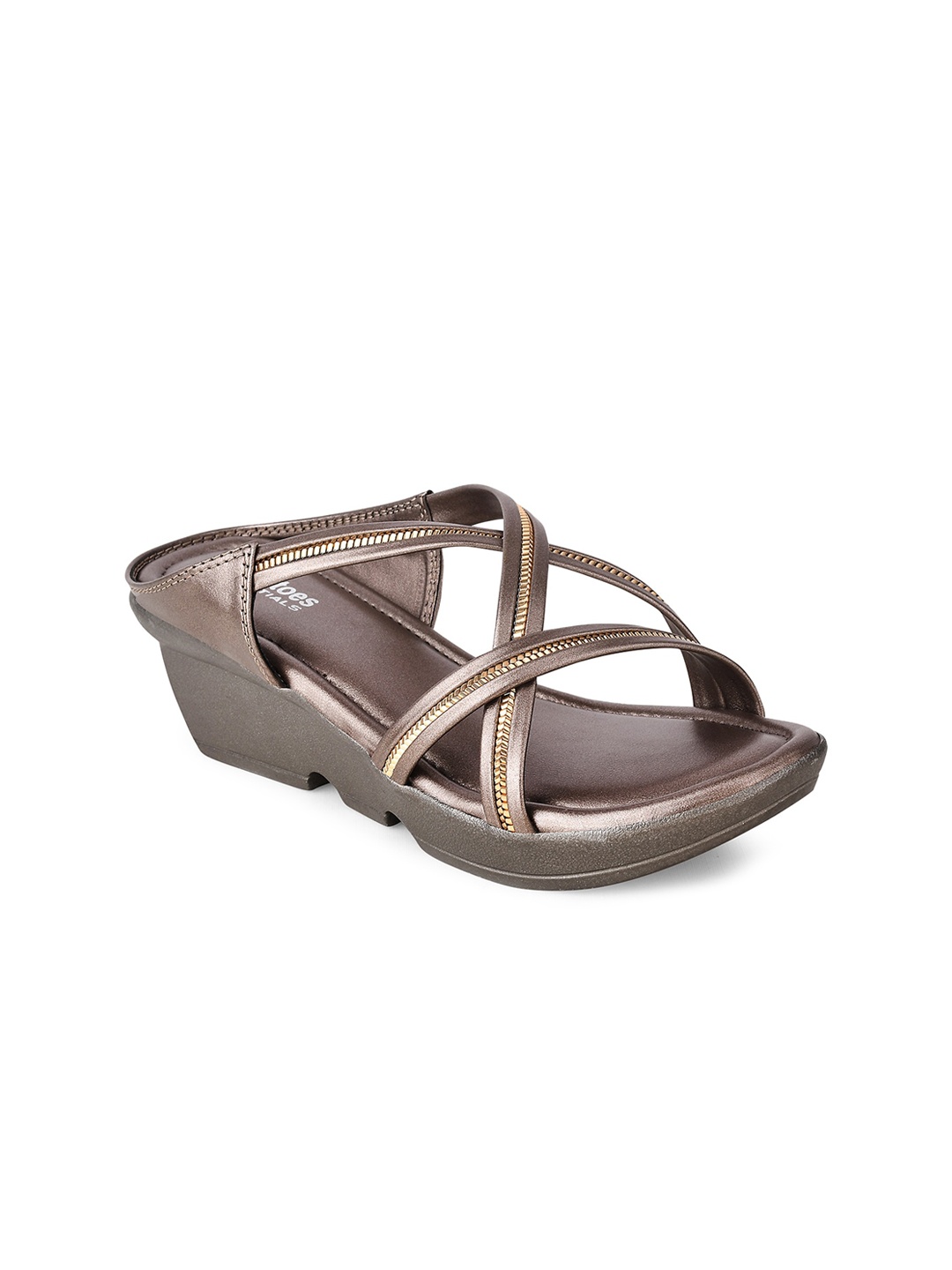 

Stelatoes Gunmetal-Toned PU Wedge Sandals, Metallic