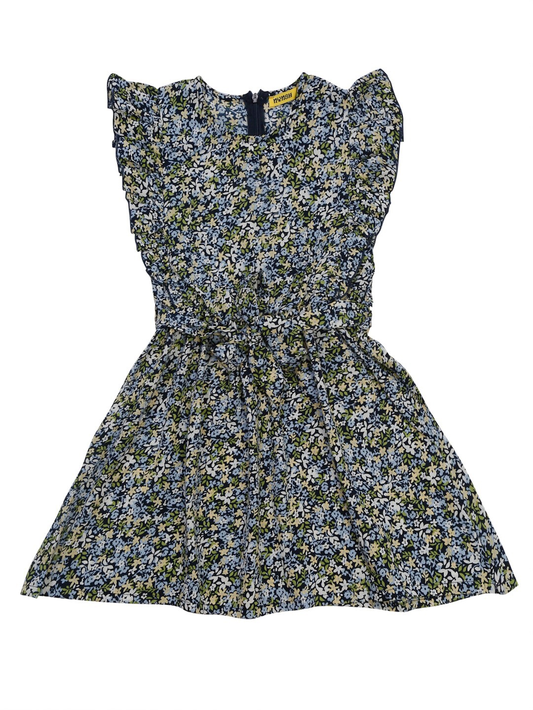 

NYNSH Blue & Multicoloured Floral Fit and Flare Dress