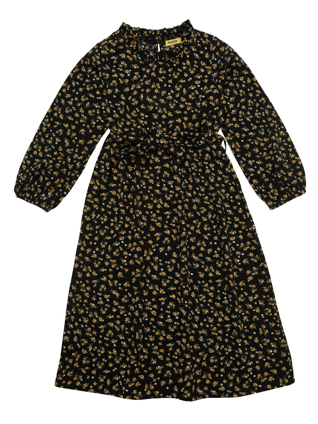 

NYNSH Girls Black Floral Printed Fit & Flare Dress