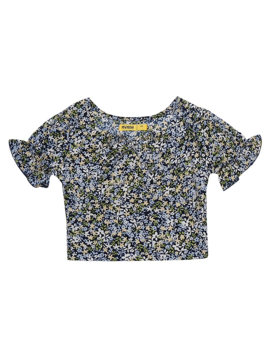 

NYNSH- PlusS Kids Blue & Multicoloured Floral Print Crop Top