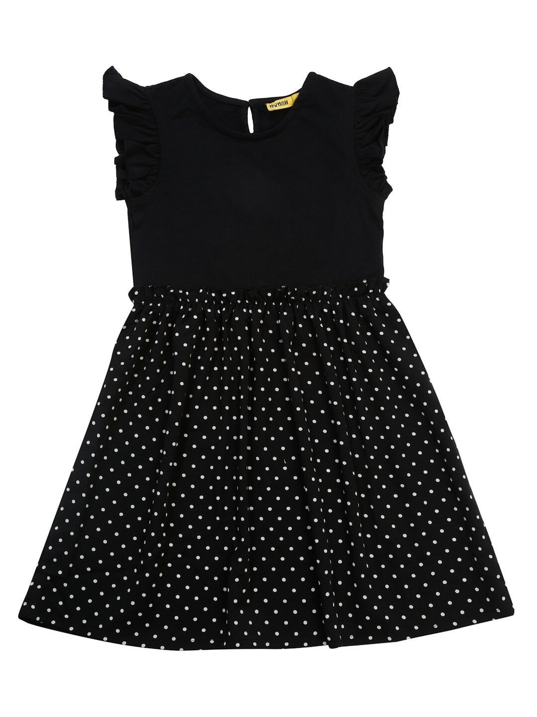 

NYNSH- PlusS Girls Black Printed Fit & Flare Dress