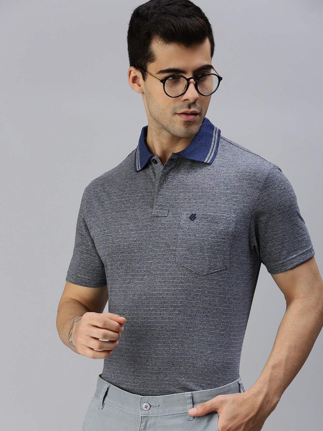 

ONN Men Blue & dark slate Polo Collar T-shirt