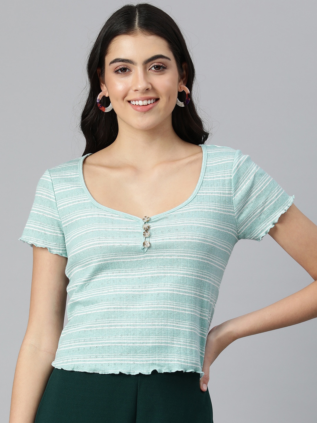 

London Rag Blue & White Striped Top
