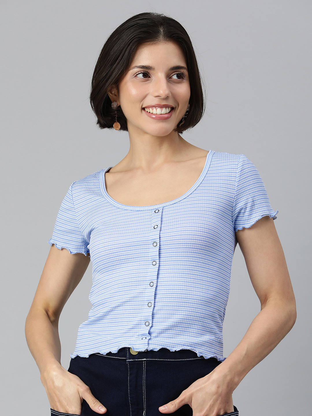 

London Rag Blue & White Striped Top