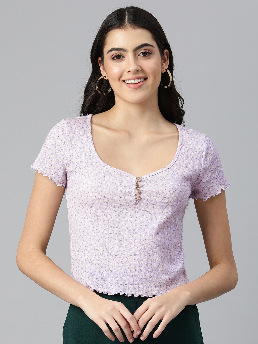 

London Rag Lavender Floral Print Top
