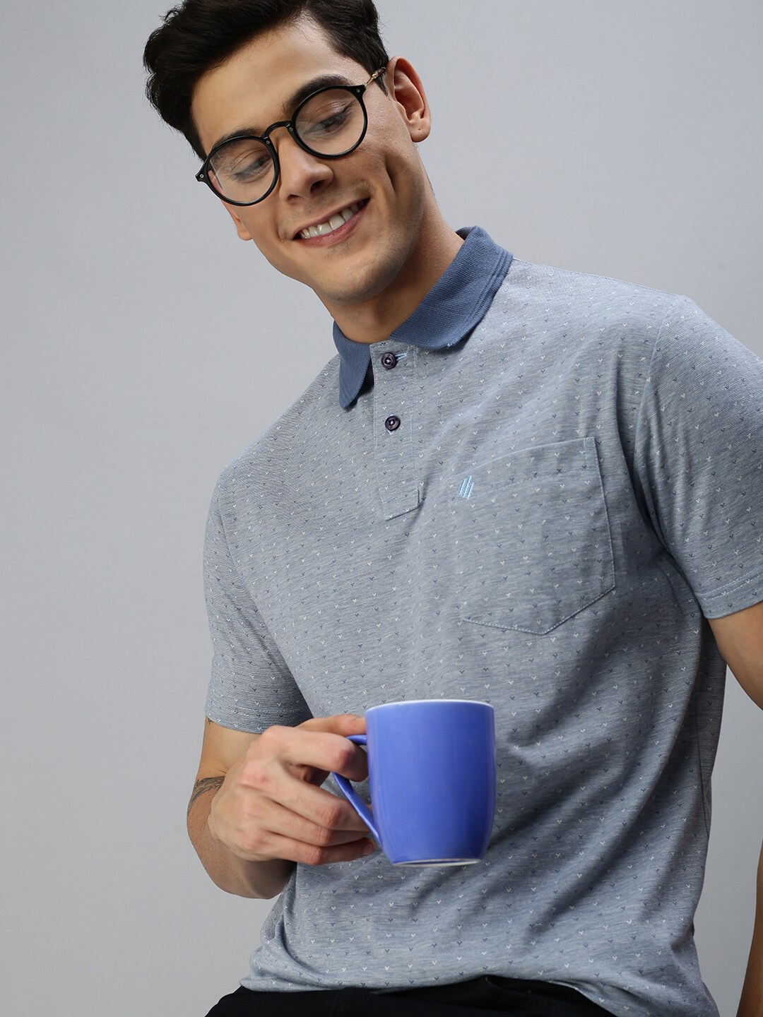 

ONN Men Blue Polo Collar T-shirt