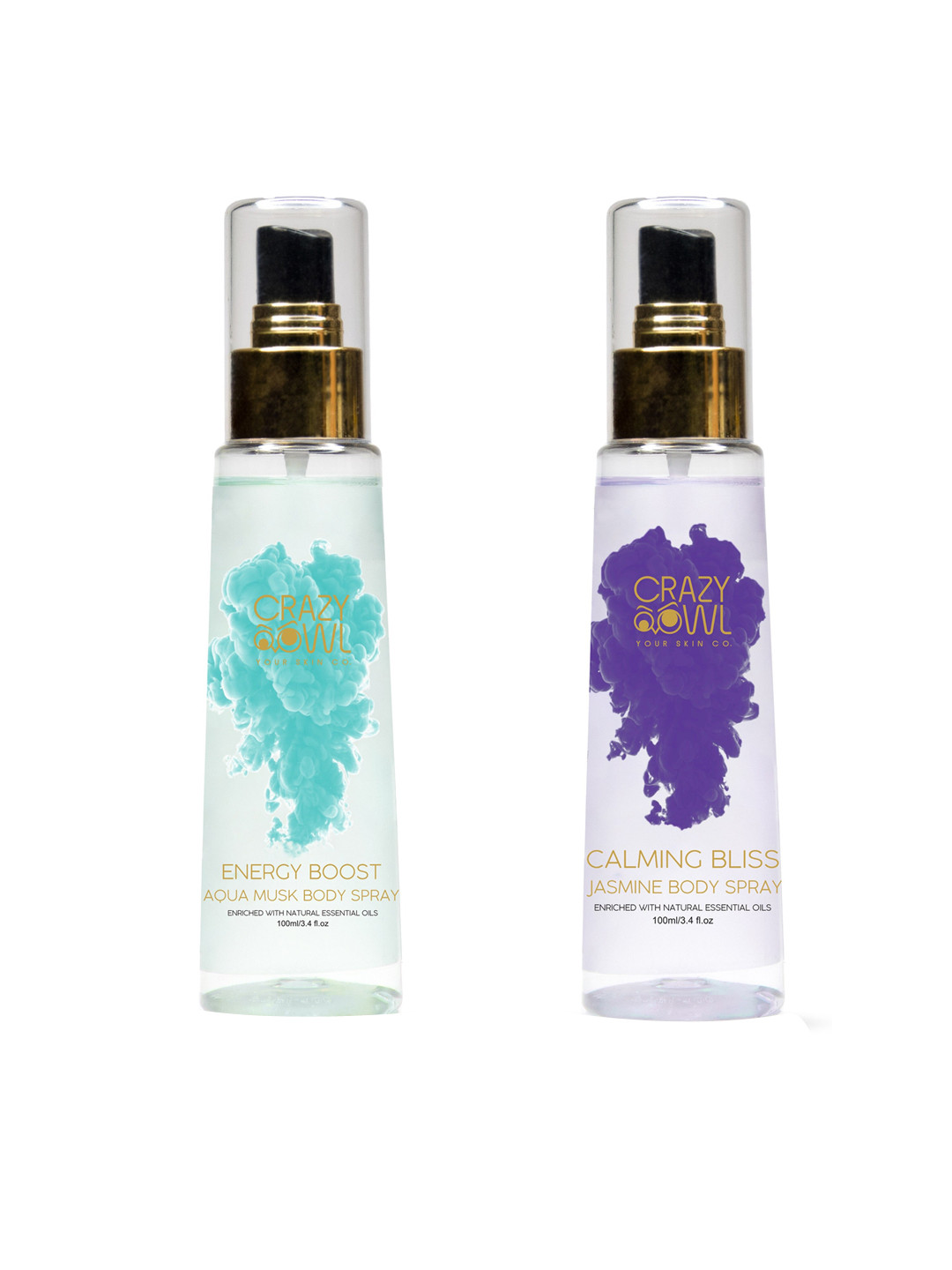 

CRAZY OWL Set Of 2 Aqua Musk & Jasmine Body Spray 100 ml Each, Multi