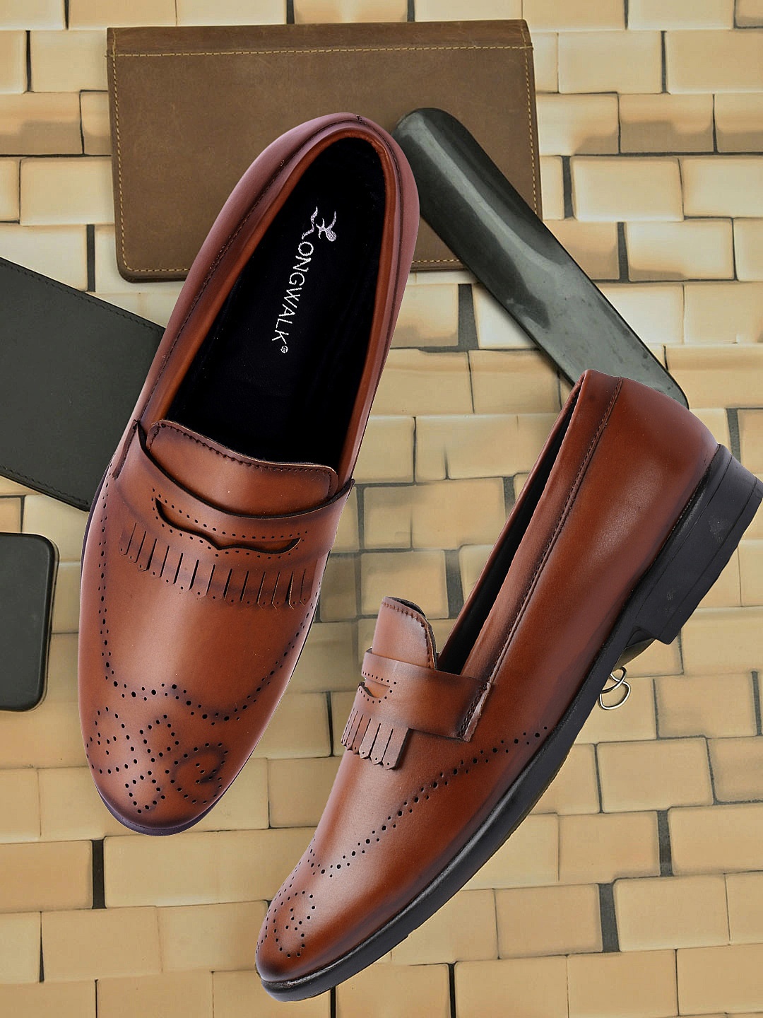 

Longwalk Men Brown Textured Formal Loafers