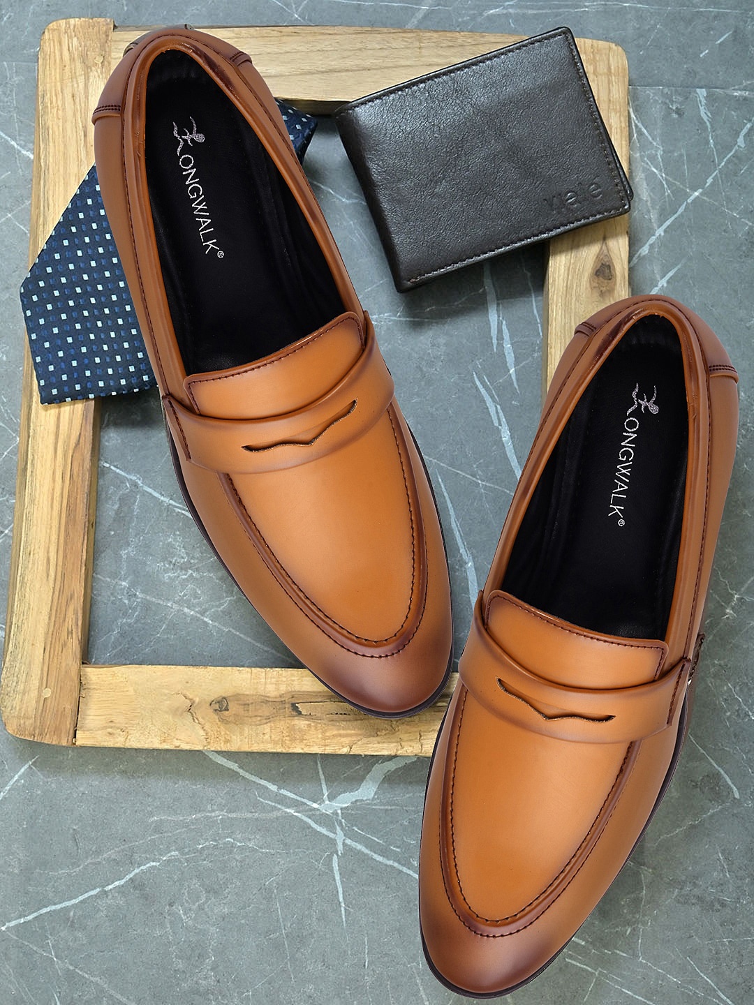 

Longwalk Men Brown Solid Leather Formal Loafers