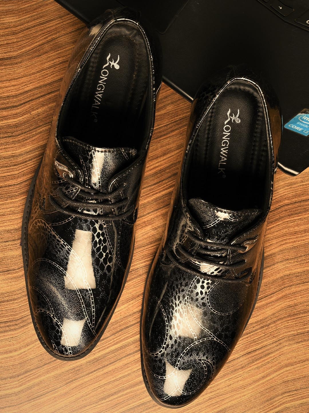 

Longwalk Men Black Printed Formal Derbys