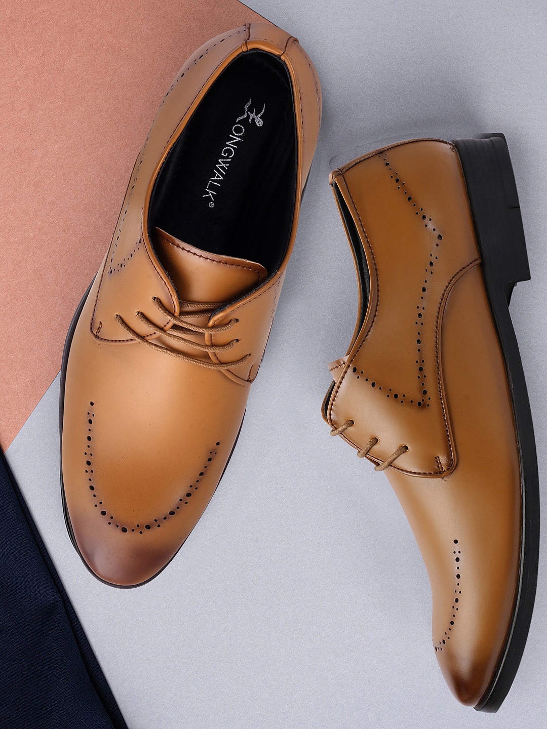 

Longwalk Men Tan Brown Solid Formal Leather Derbys