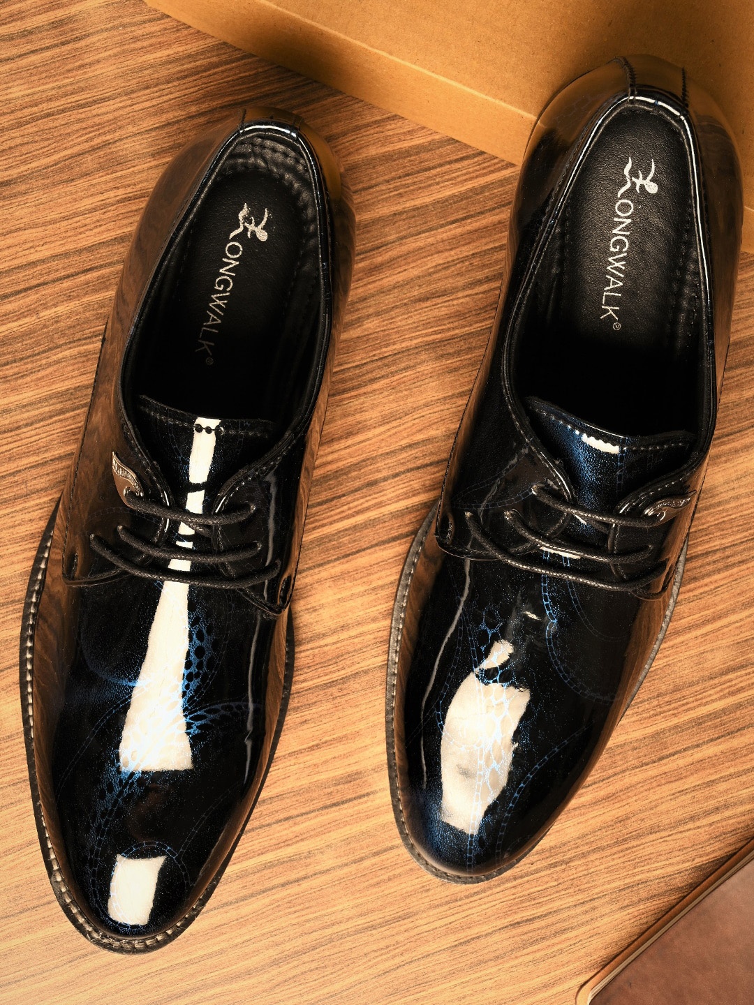 

Longwalk Men Blue Patent leather Digital Printed Formal Derbys