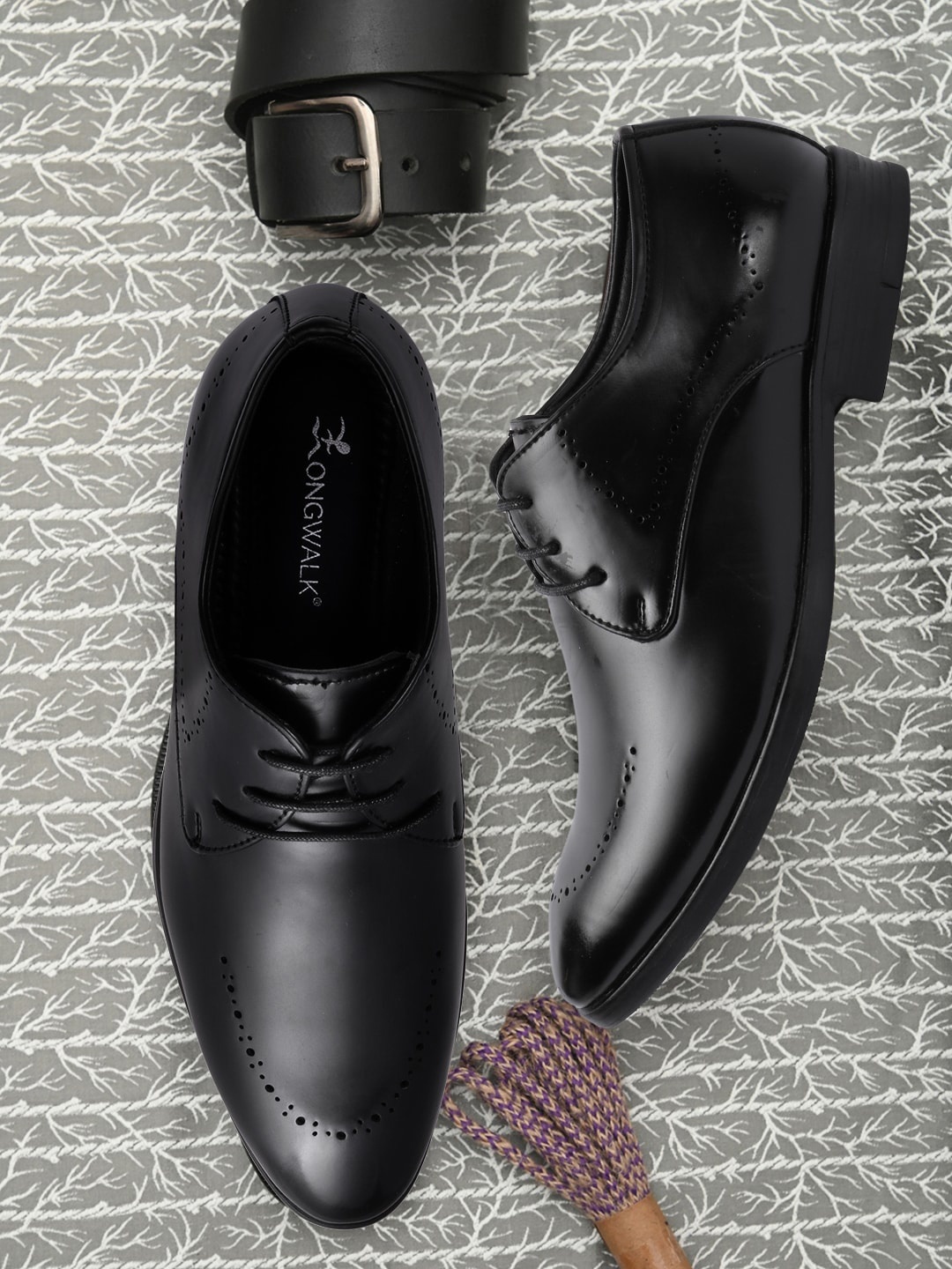 

Longwalk Men Black Solid Formal Derby Shoes