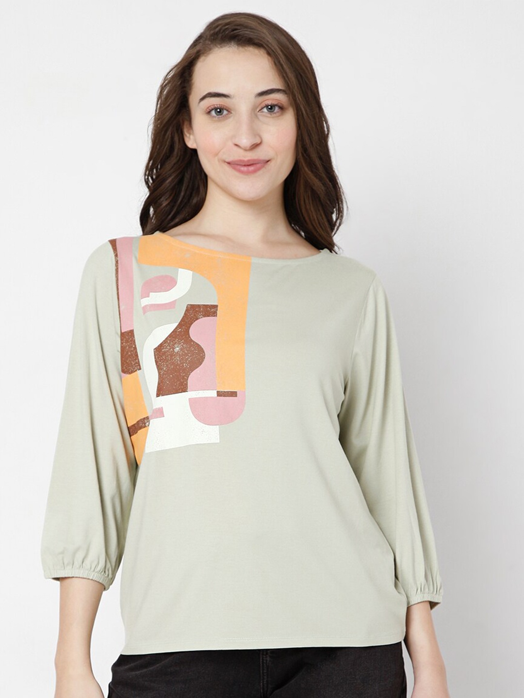 

Vero Moda Women Green Abstract Print Top