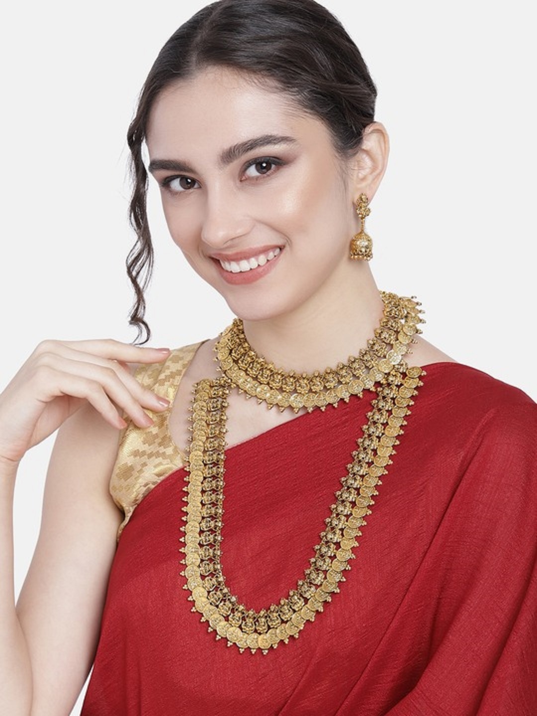 

I Jewels Gold Plated Choker Temple Jewellery Set