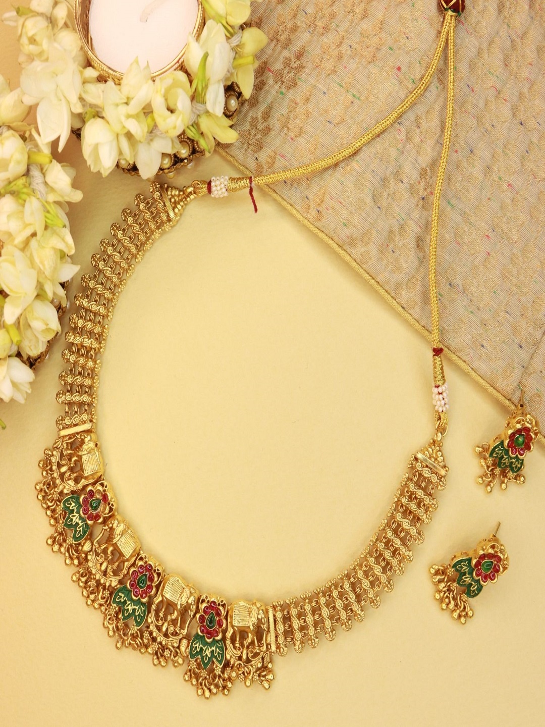 

I Jewels Gold-Plated Traditional Choker Jewellery Set