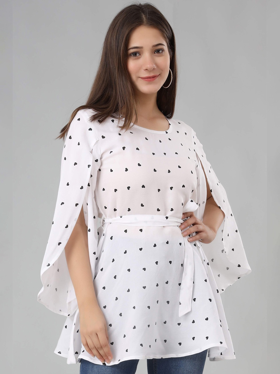 

Fab Star White Printed Top