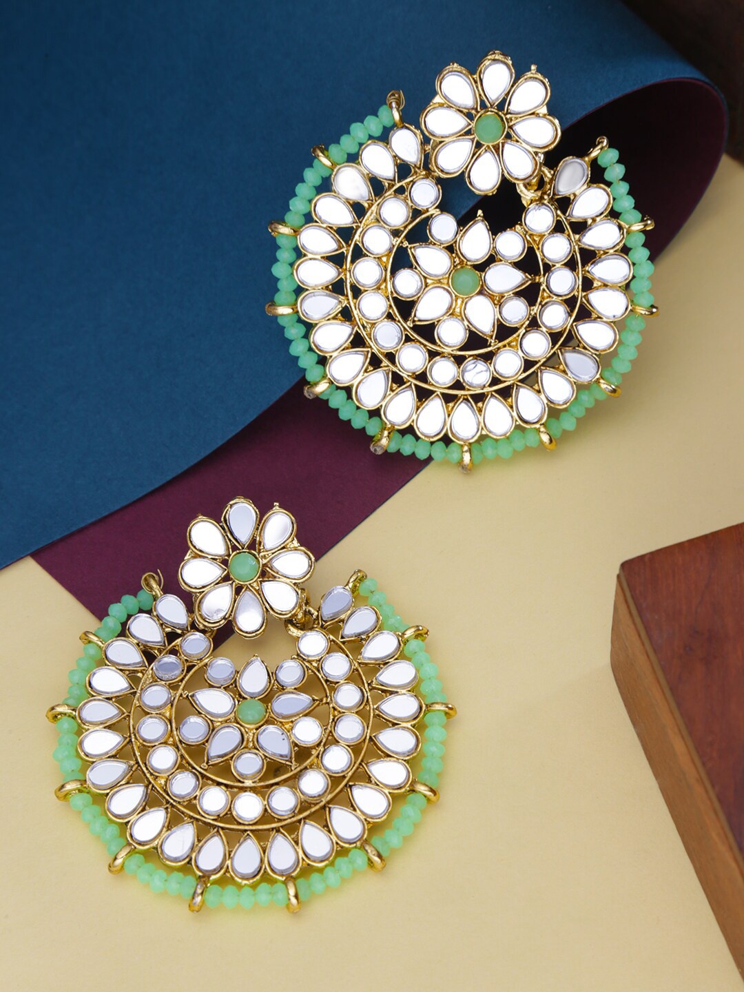 

LIVE EVIL Green & White Contemporary Drop Earrings