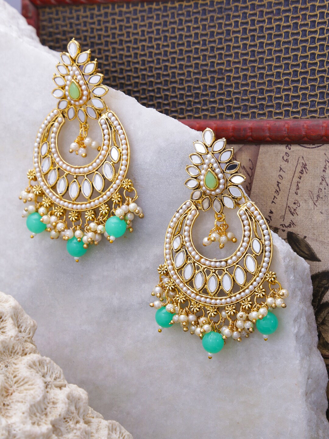 

LIVE EVIL Green Contemporary Chandbalis Earrings