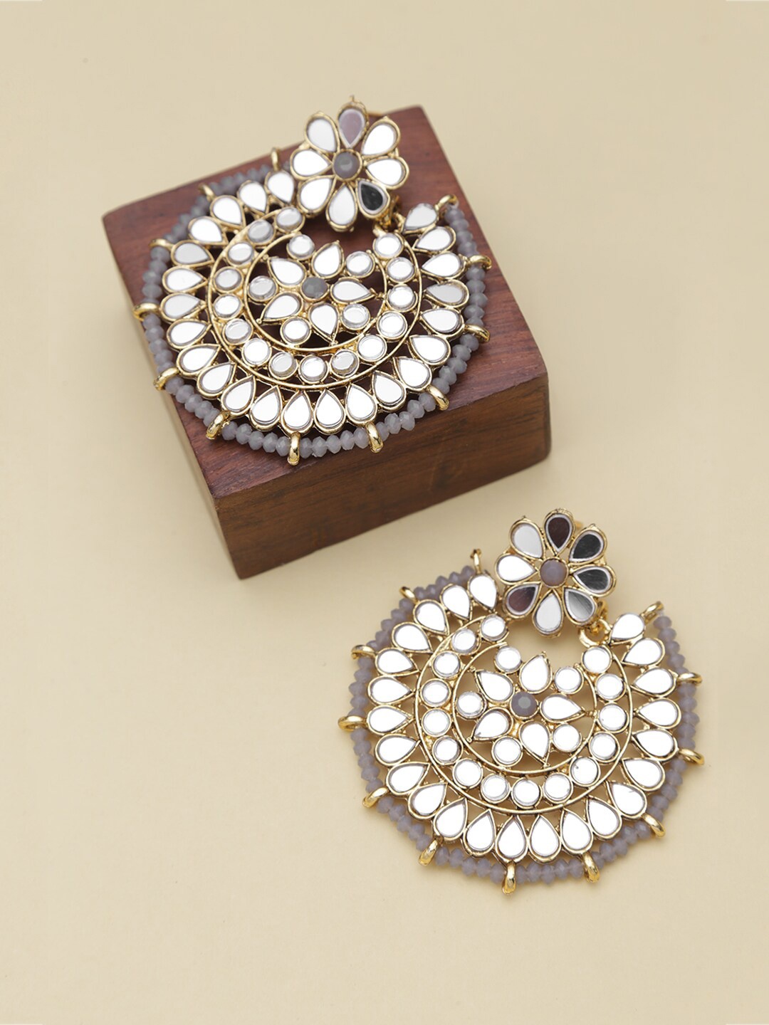 

LIVE EVIL Gold-Toned & White Contemporary Studs Earrings