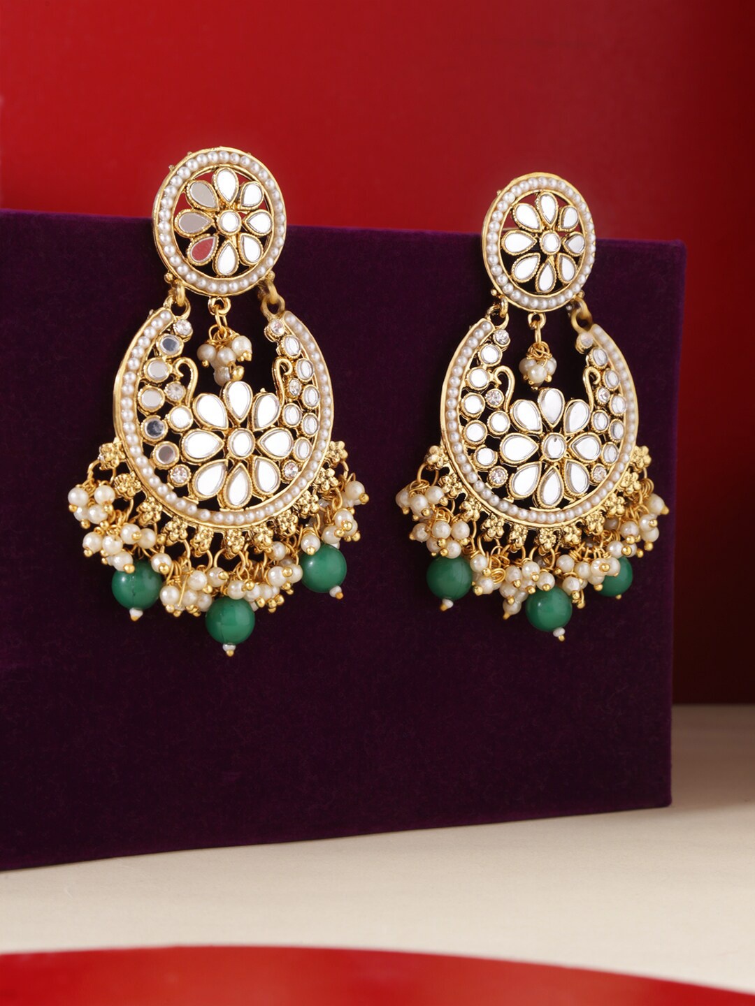 

LIVE EVIL Green Contemporary Chandbalis Earrings
