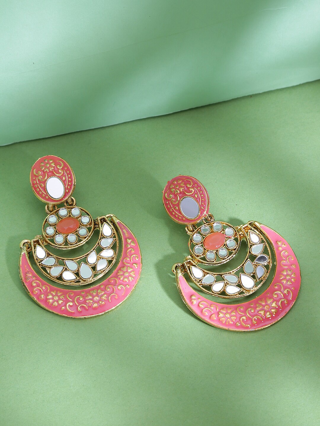 

LIVE EVIL pink Gold-Plated Contemporary Chandbalis Earrings