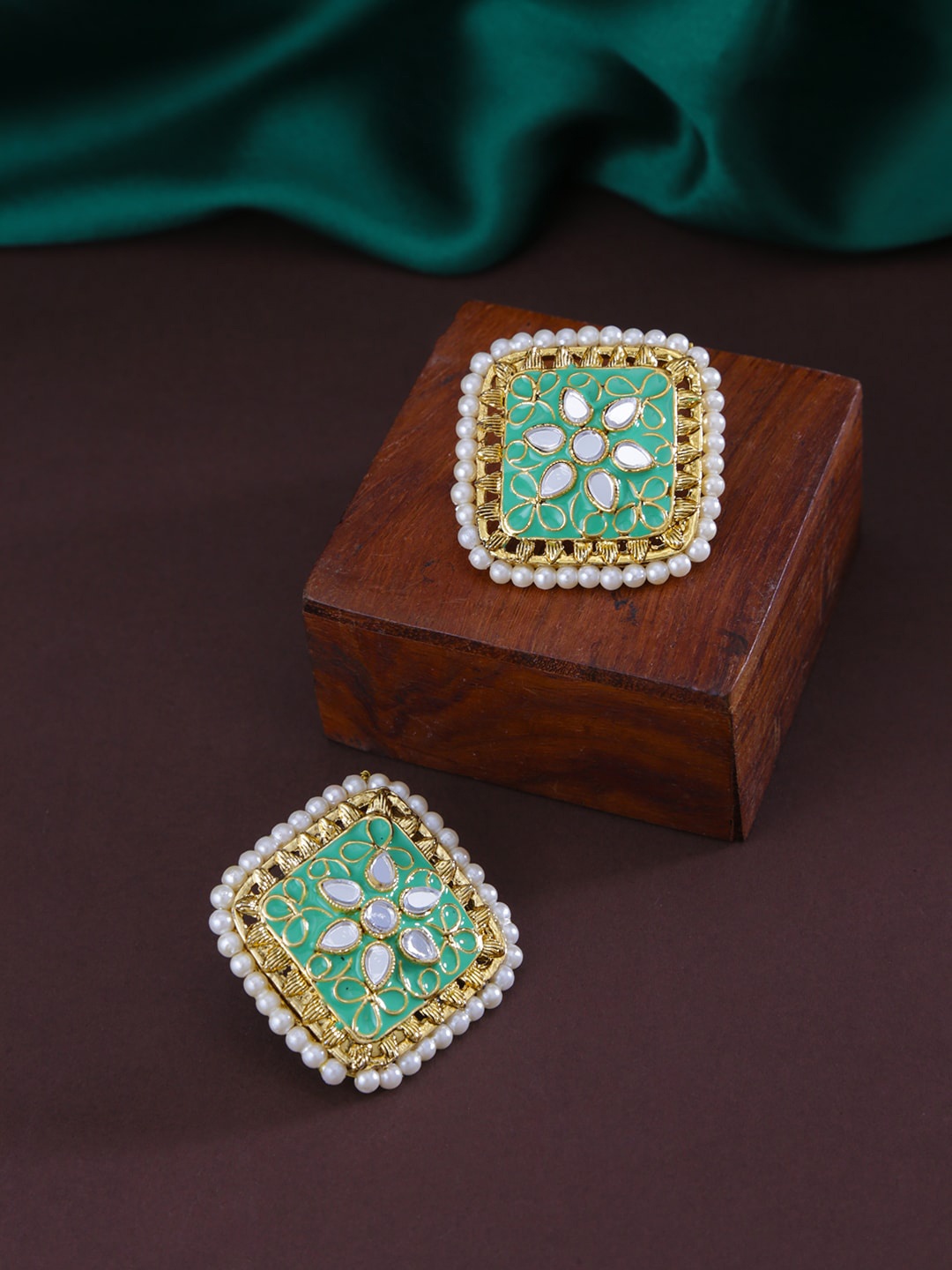 

LIVE EVIL Green Contemporary Studs Earrings