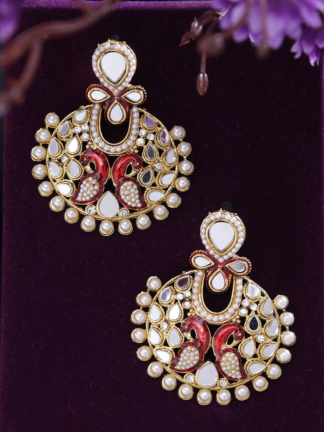 

LIVE EVIL Maroon Contemporary Chandbalis Earrings