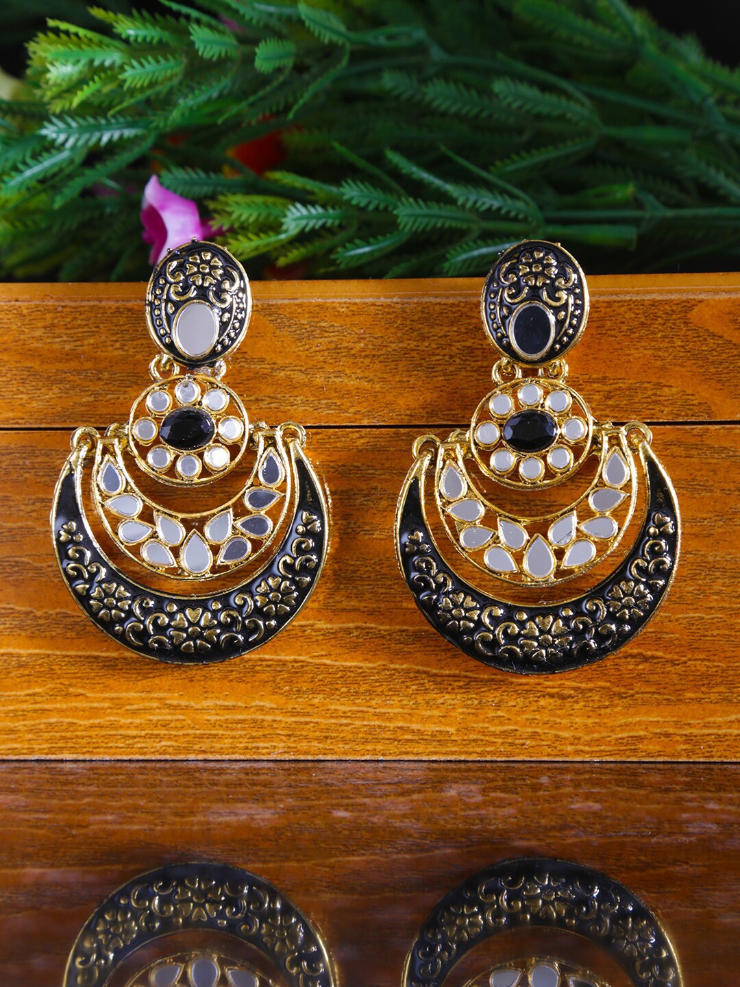 

LIVE EVIL Black Contemporary Chandbalis Earrings